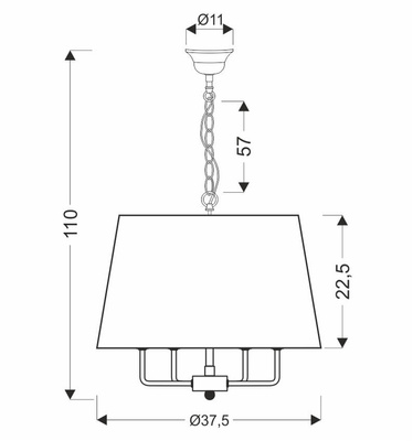 Lampa wisząca z abażurem Pasteri klasyczna 4-punktowa do salonu