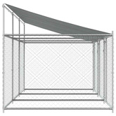 Klatka dla psa, z dachem i drzwiami, szara, 6x2x2 m, stal