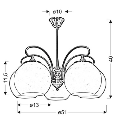 Żyrandol 5xE27 51cm patyna miedź ORBIT 35-69368