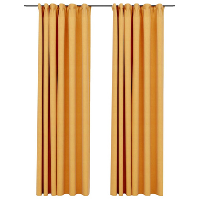 Zasłony stylizowane na lniane, 2 szt., żółte, 140x225 cm
