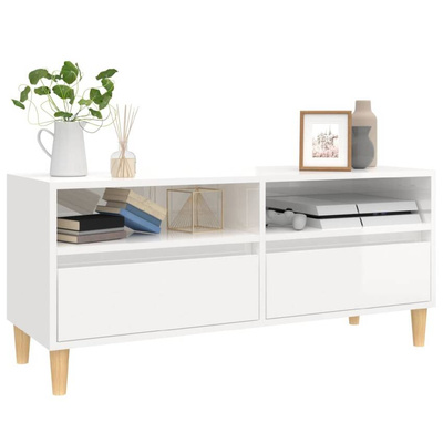 vidaXL Szafka pod TV, wysoki połysk, biała, 100x34,5x44,5 cm