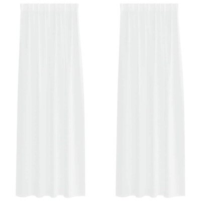 Firany Voile z zasłonami 2 pcs Biały 245 x 140 cm Poliester