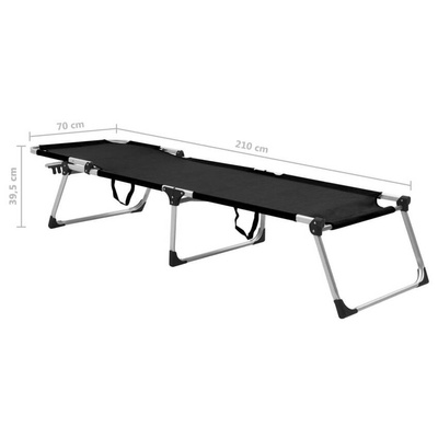 vidaXL Wysoki leżak dla seniora, składany, czarny, aluminiowy