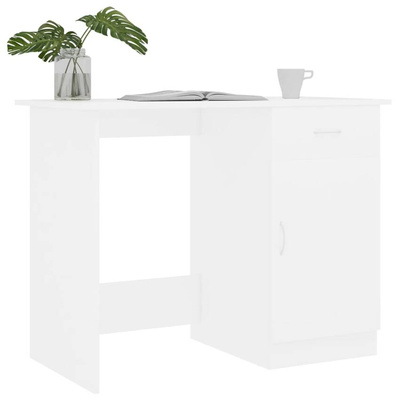 vidaXL Biurko, białe, 100x50x76 cm, materiał drewnopochodny