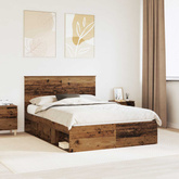 Ramka łóżka Stare drewno 140 x 190 cm Lite drewno sosnowe