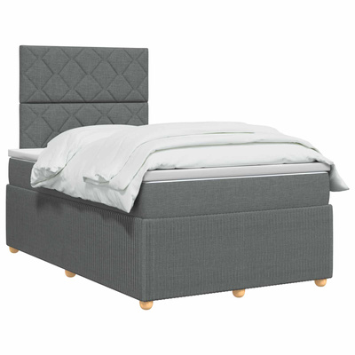Łóżko z box spring LED z materacem ciemnoszary 120 x 200 cm