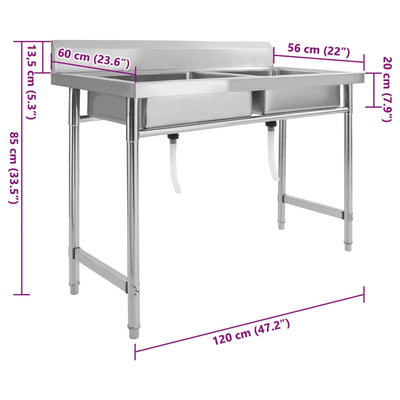 Zlewozmywak kuchenny, dwukomorowy, stal nierdzewna