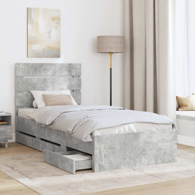 Ramka łóżka Betonowy szary 75 x 190 cm Drewno inżynieryjne