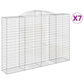 Kosze gabionowe, 7 szt, 300x50x200/220 cm, galwanizowane żelazo