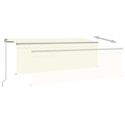 Ręcznie zwijana markiza z zasłoną i LED, 4x3 m, kremowa