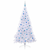 Sztuczna choinka z 300 diodami LED Biały 210 cm PVC i stal