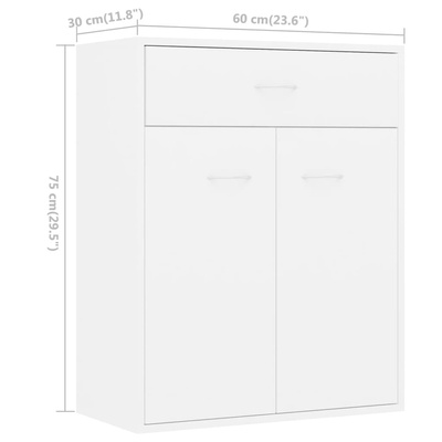 Szafka, biała, 60x30x75 cm, materiał drewnopochodny