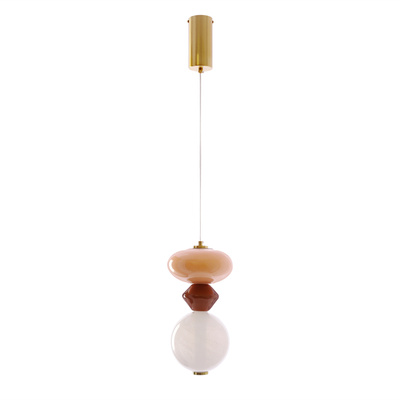 FLORES lampa wisząca mosiężny+brązowy+pomarańczowy 10W LED 3000K klosz biały