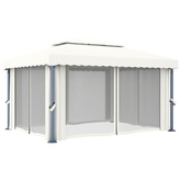 vidaXL Altana ogrodowa z zasłonami, 4 x 3 m, kremowa, aluminium