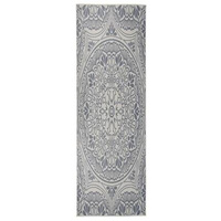 vidaXL Dywan zewnętrzny o płaskim splocie, 80x250 cm, niebieski wzór