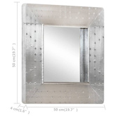 vidaXL Lustro ścienne w stylu Aviator, 50x50 cm, metalowe