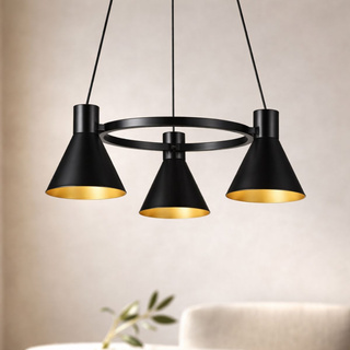 Lampa wisząca More czarno-złota metalowa 3xE27 do salonu i jadalni