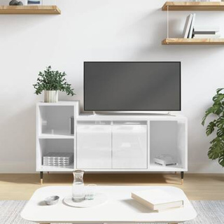vidaXL Szafka pod TV, wysoki połysk, biała, 100x35x55 cm