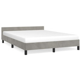 Rama łóżka z zagłówkiem, jasnoszara, 140x200 cm, aksamitna vidaXL