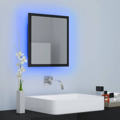 vidaXL Lustro łazienkowe LED, wysoki połysk, czarne, 40x8,5x37 cm