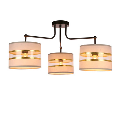 Lampa sufitowa czarny 3xE27 abażur biały + złoty Andy 33-00514