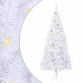 Sztuczna choinka z 300 diodami LED Biały 210 cm PVC i stal