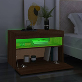 vidaXL Szafka pod TV z oświetleniem LED, brązowy dąb, 60x35x40 cm