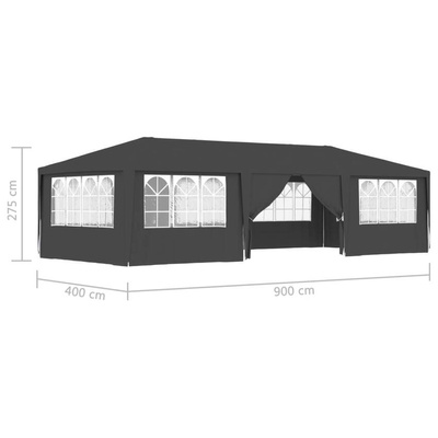 vidaXL Namiot imprezowy ze ściankami, 4x9 m, antracytowy, 90 g/m²