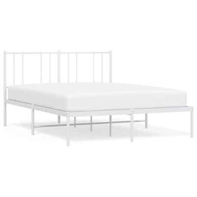 vidaXL Metalowa rama łóżka z wezgłowiem, biała, 160x200 cm model standard