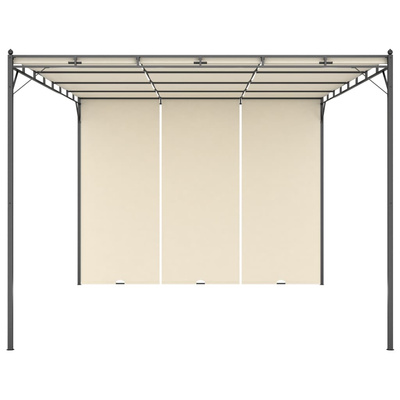 vidaXL Altana ogrodowa z zasłoną boczną, 4 x 3 x 2,25 m, kremowa