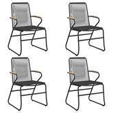 5-częściowy zestaw mebli ogrodowych, czarny, rattan PVC