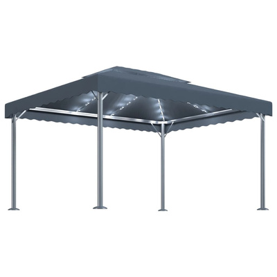 Altana ze sznurem lampek LED, 400x300 cm, antracyt, aluminium