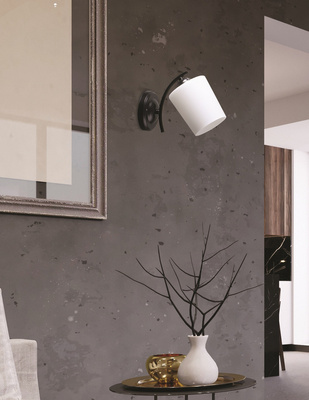 Esnyr Lampa Kinkiet Chromowy+Czarny 1X40 E27 Klosz Biały