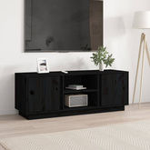 vidaXL Szafka pod TV, czarna, 110x35x40,5 cm, lite drewno sosnowe