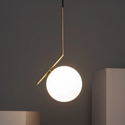 Lampa Wisząca Złota Kula Mleczna Abruzzo Toscana E14