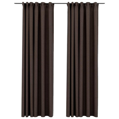 Zasłony stylizowane na lniane, 2 szt., taupe, 140x225 cm