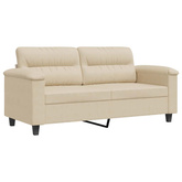 Sofa 2-osobowa, kremowy, 140 cm, tapicerowana mikrofibrą