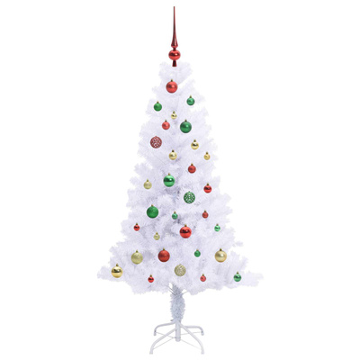 Sztuczna choinka z 150 diodami LED Biały 150 cm PVC i Stal