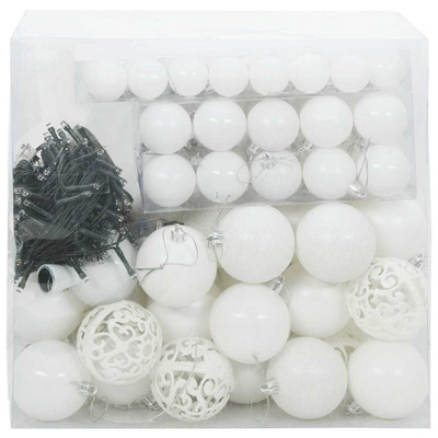 Zestaw Bombek Choinkowych 120 pcs Biały Z tworzywa sztucznego
