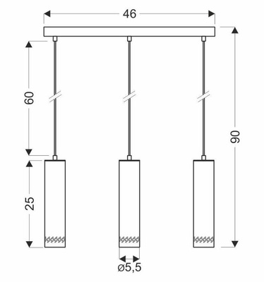 Lampa wisząca czarna/drewniana oprawa 3x25W Tubo 33-79138