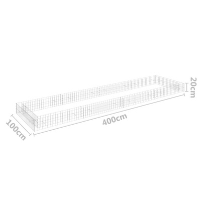 vidaXL Podwyższona donica gabionowa, galwanizowana stal, 400x100x20 cm
