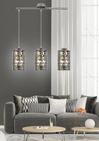 Lampa wisząca chromowa szklany klosz 3D 3x40W Nocturno Candellux 33-57709