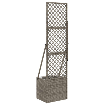 Donica ogrodowa z trellem Szary 35 x 30 x 135 cm polirattan