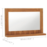 vidaXL Lustro ścienne z półką, 60x12x40 cm, lite drewno tekowe