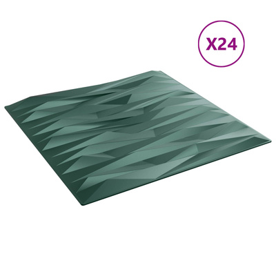 Panele ścienne 24 szt. 50 x 50 cm Zielony kamień Pianka XPS