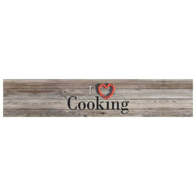 vidaXL Dywanik kuchenny, wzór z napisem Cooking, szary, 60x300 cm