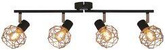 Lampa ścienna sufitowa listwa czarno-złota 4x40W E14 Acrobat 94-66657