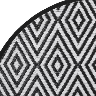 Dywan na zewnątrz, biało-czarny, ?200 cm, PP vidaXL