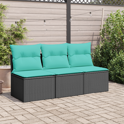 Sofa Ogrodowa z poduszką Czarny 165 x 62 x 69 cm Polirattan