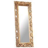 vidaXL Lustro w ręcznie rzeźbionej, brązowej ramie, 110x50 cm, mango